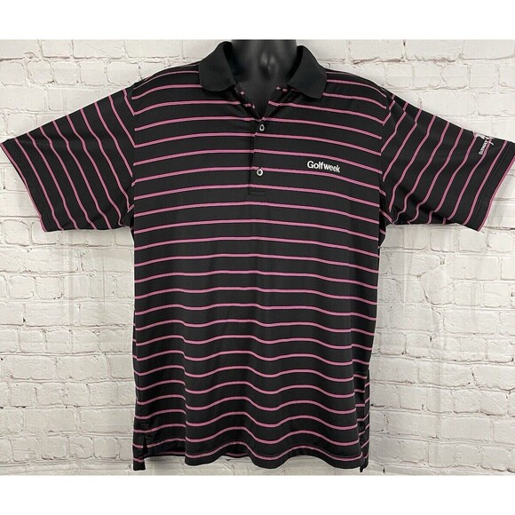 Fairway & Greene "Golfweek"‎ Polo Shirt Men's Black w/Purple Stripes Size XL - Picture 1 of 11